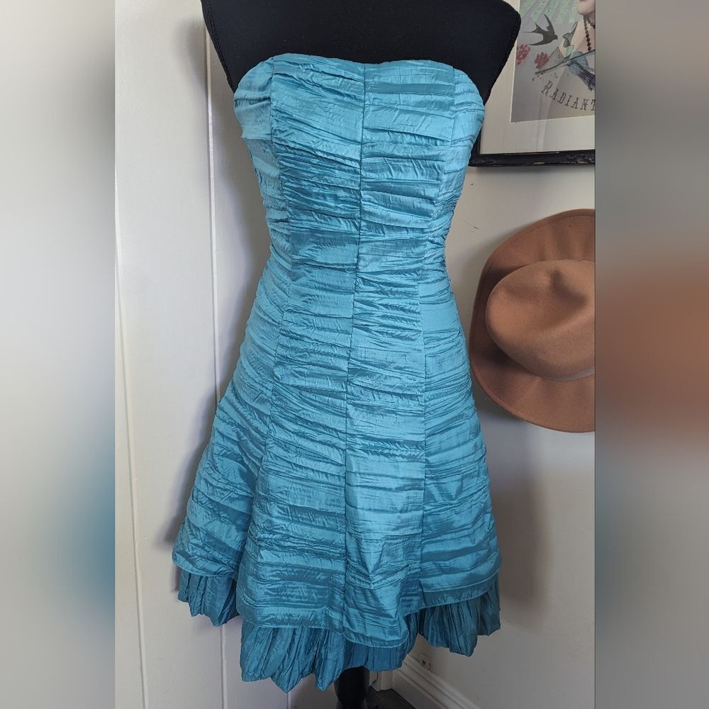 Jessica McClintock Teal Turquoise Dress 4 Fairycore 80s 90s Saved by the Bell